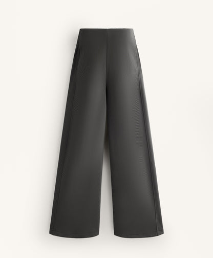 High-waisted wide-leg rib trousers 29% modal