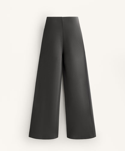 High-waisted wide-leg rib trousers 29% modal