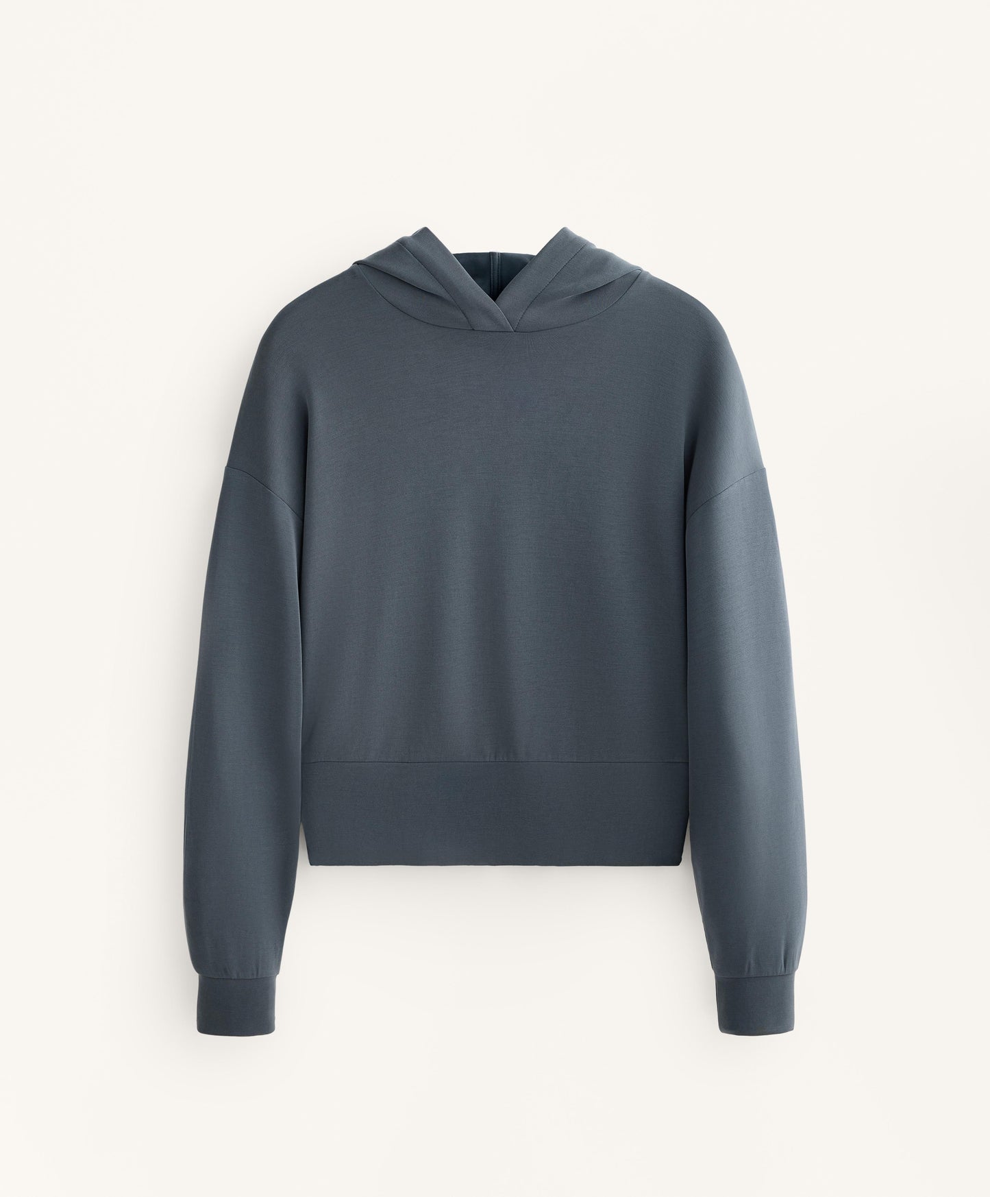 Crop hooded sweatshirt with fitted waist and soft-touch modal