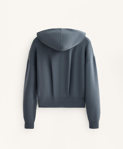 Crop hooded sweatshirt with fitted waist and soft-touch modal
