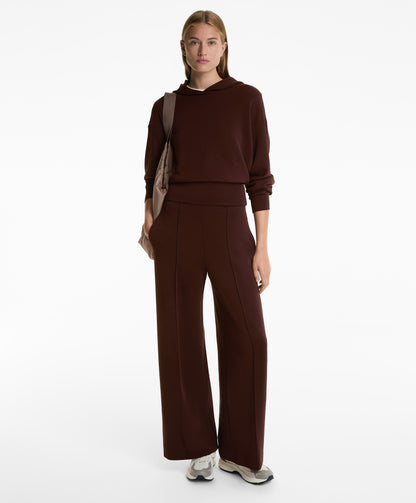 Crop hooded sweatshirt with fitted waist and soft-touch modal