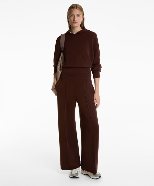 Crop hooded sweatshirt with fitted waist and soft-touch modal
