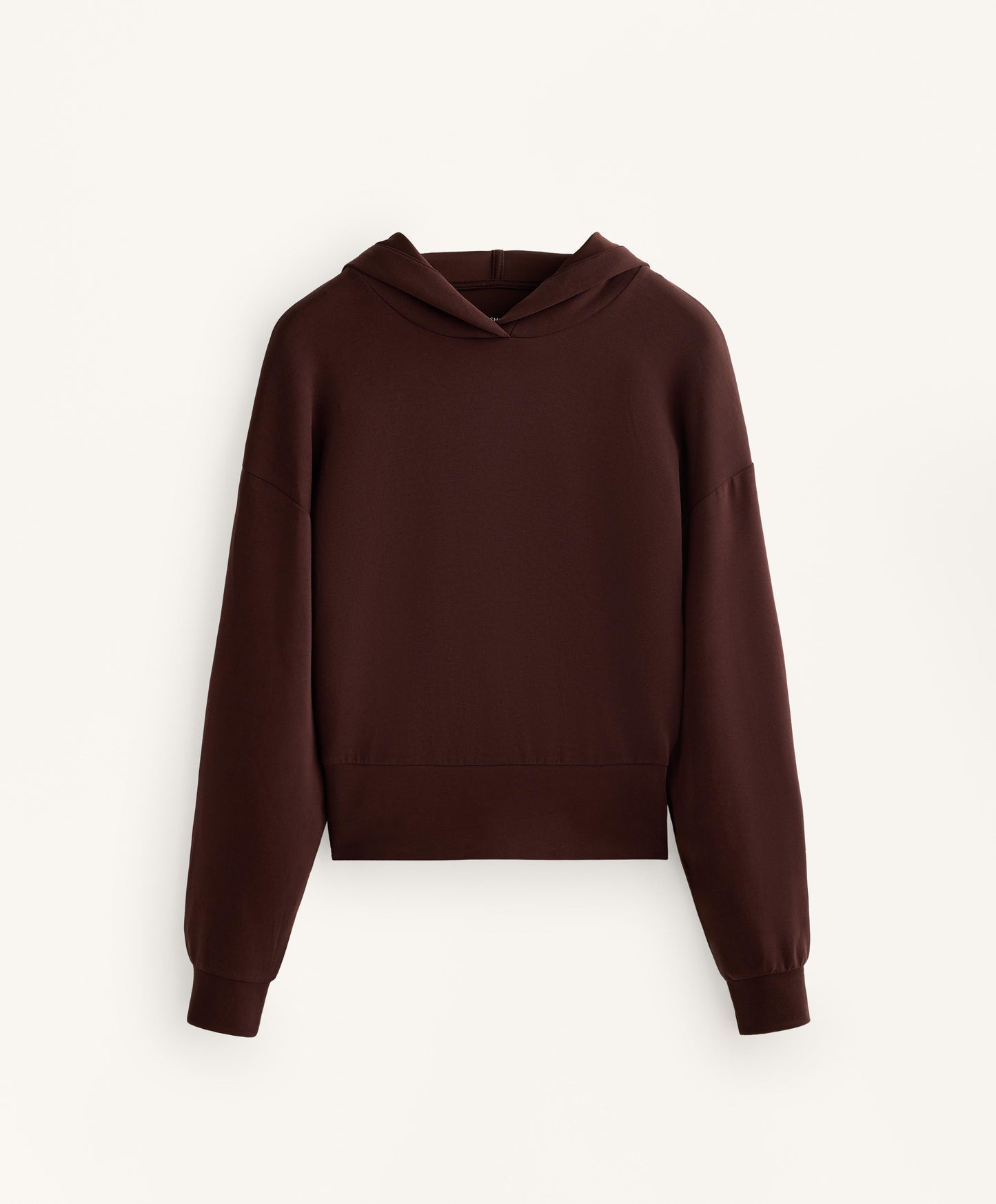Crop hooded sweatshirt with fitted waist and soft-touch modal
