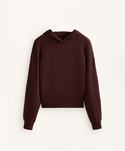 Crop hooded sweatshirt with fitted waist and soft-touch modal