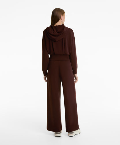 Crop hooded sweatshirt with fitted waist and soft-touch modal
