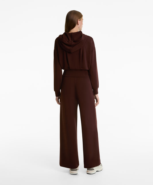 Crop hooded sweatshirt with fitted waist and soft-touch modal