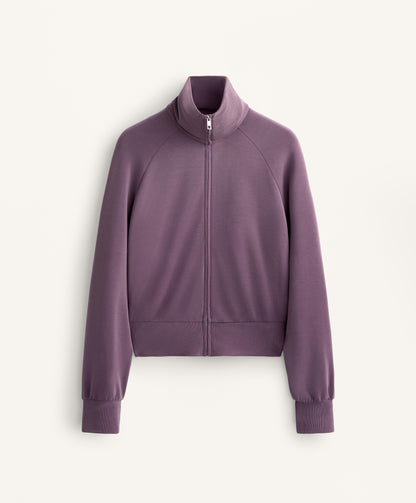 High neck fitted waist jacket with soft-feel modal
