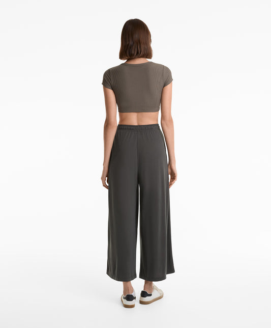 Flowy wide-leg crop trousers with modal