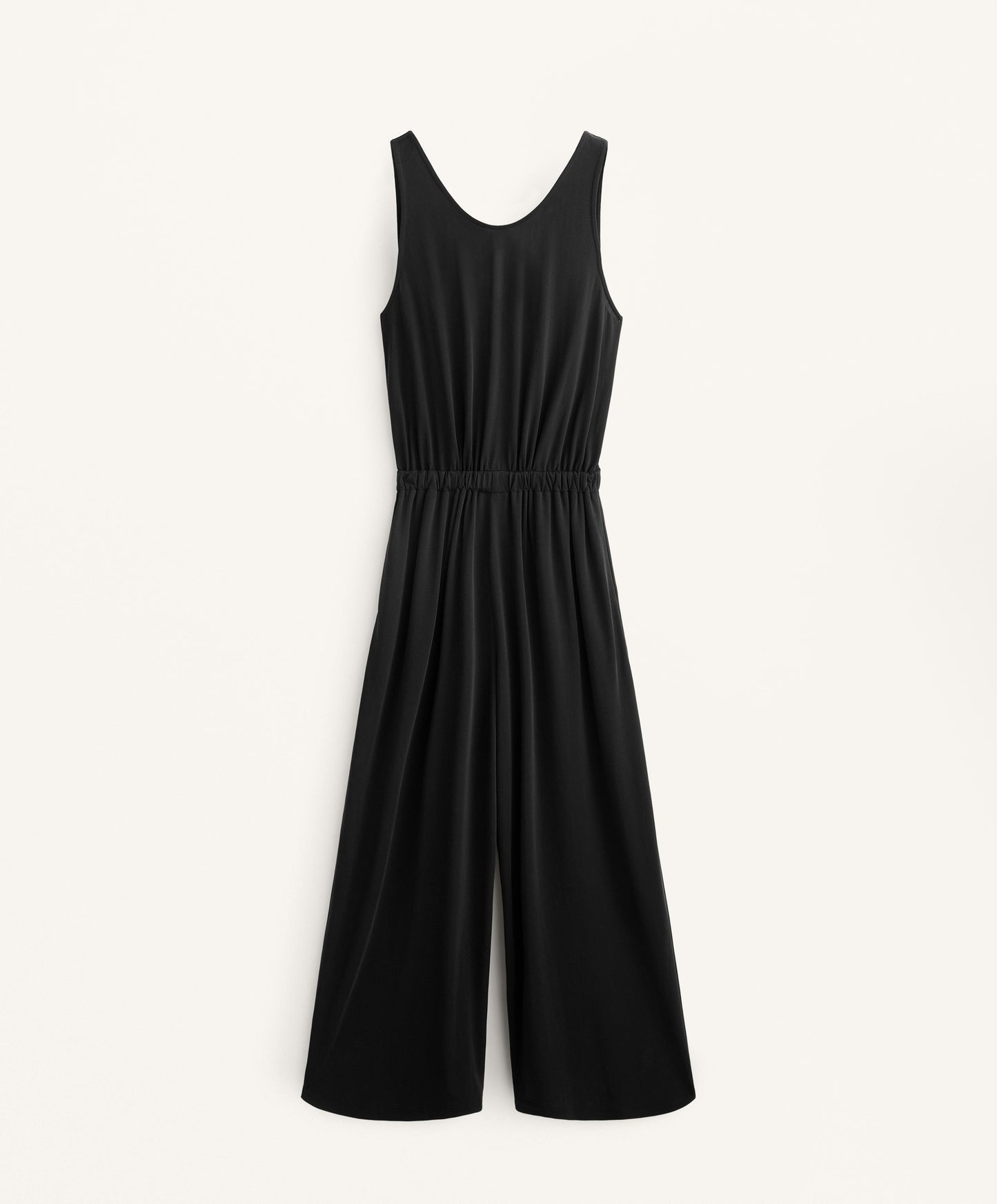 Crossover-back flowy midi jumpsuit with modal