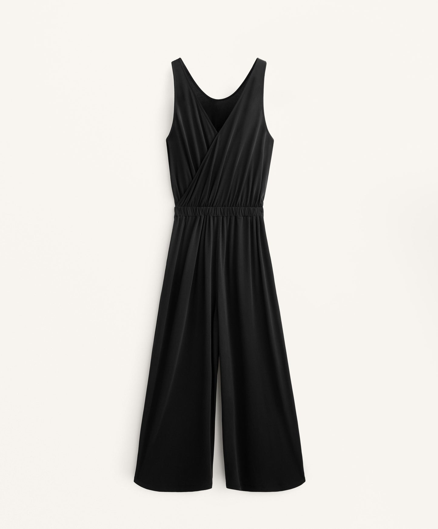 Crossover-back flowy midi jumpsuit with modal
