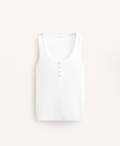 Sleeveless buttoned top with cotton and modal