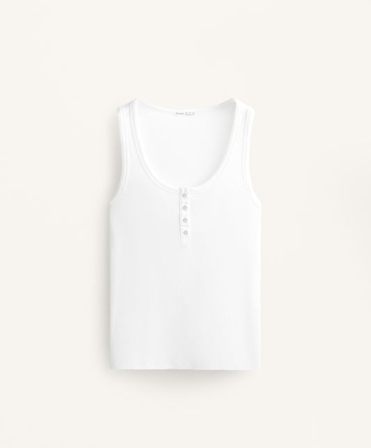 Sleeveless buttoned top with cotton and modal