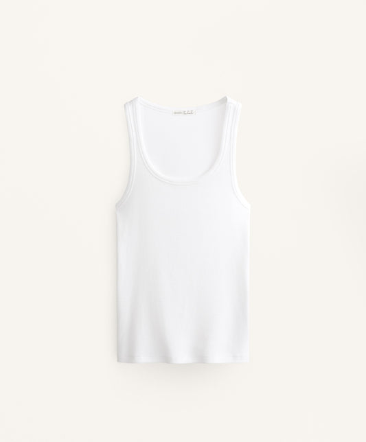 Sleeveless rib top with cotton and modal