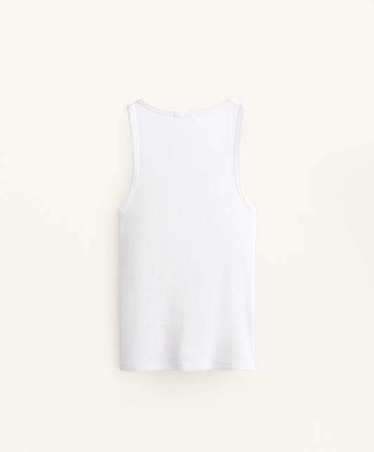 Sleeveless rib top with cotton and modal