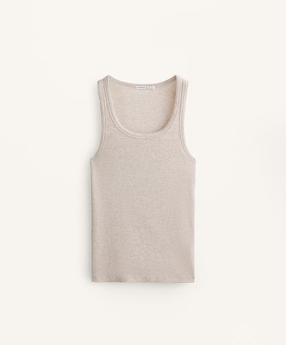 Sleeveless rib top with cotton and modal
