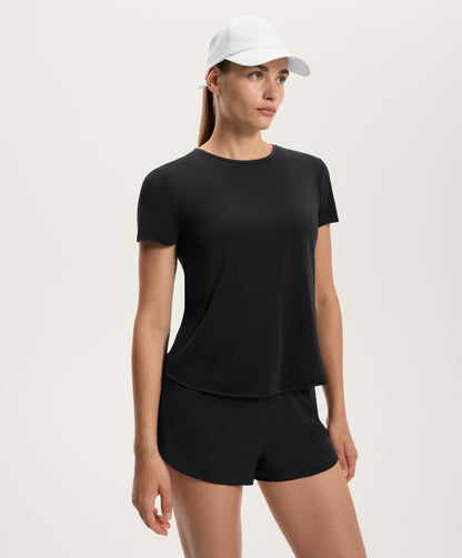 Microperforated short-sleeved technical T-shirt