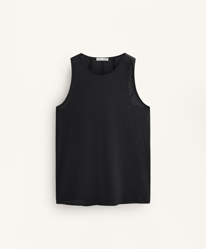 Microperforated technical sleeveless T-shirt