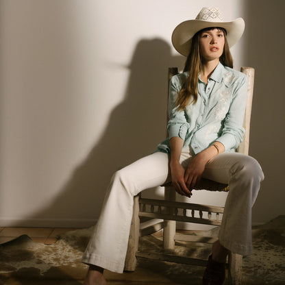 Aqua Crepe Western Shirt Women