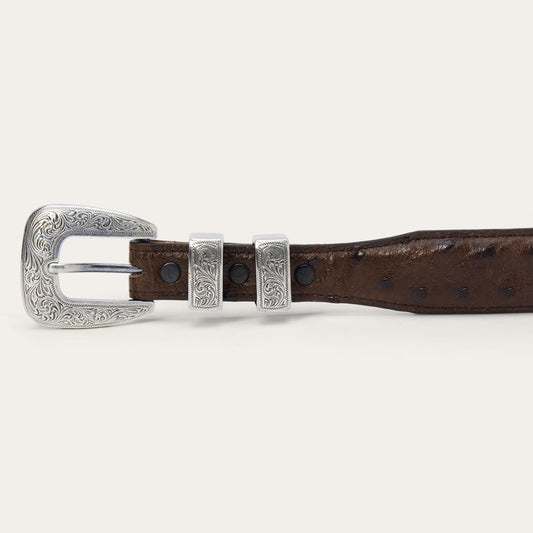 Ostrich Tapered Belt Mocha Brown Men