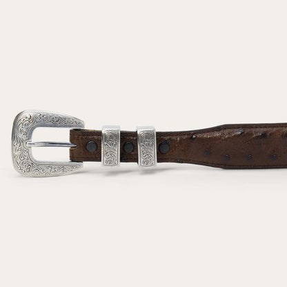 Ostrich Tapered Tab Belt Mocha Brown Women