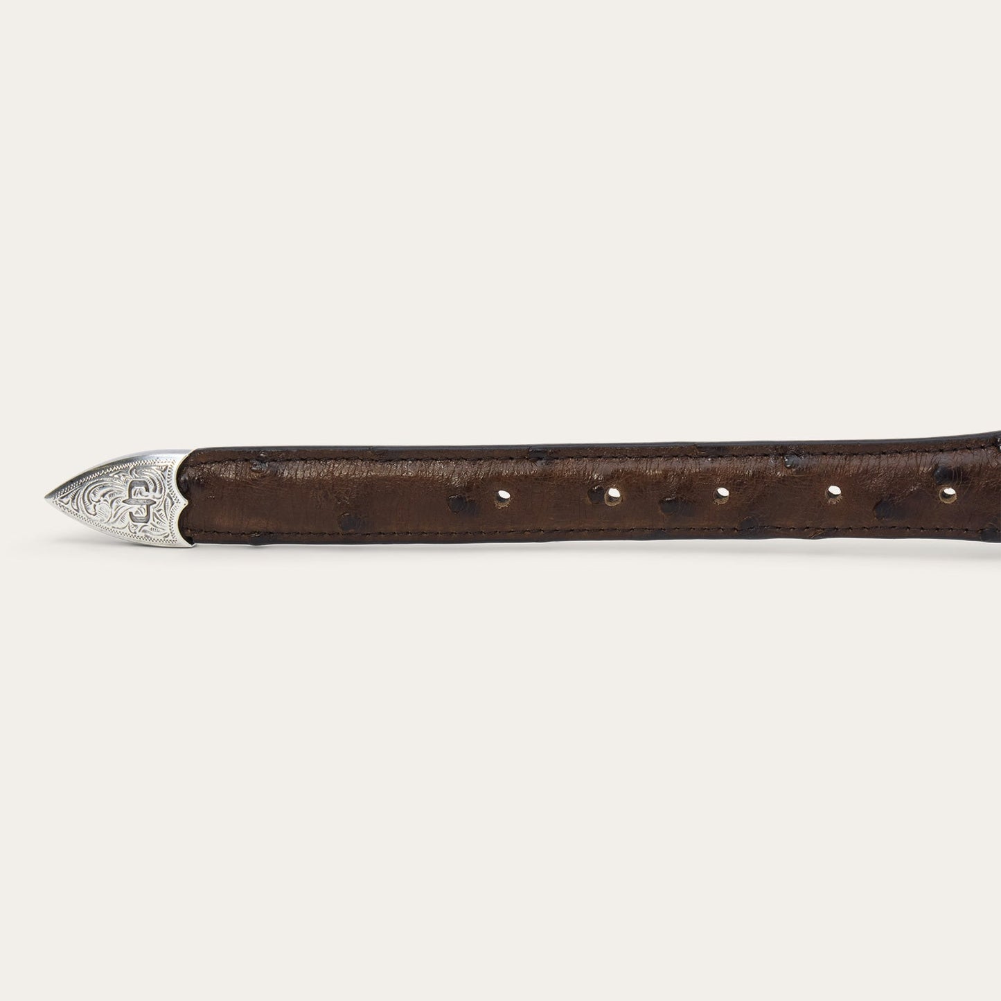 Ostrich Tapered Tab Belt Mocha Brown Women