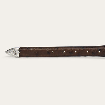 Ostrich Tapered Tab Belt Mocha Brown Women