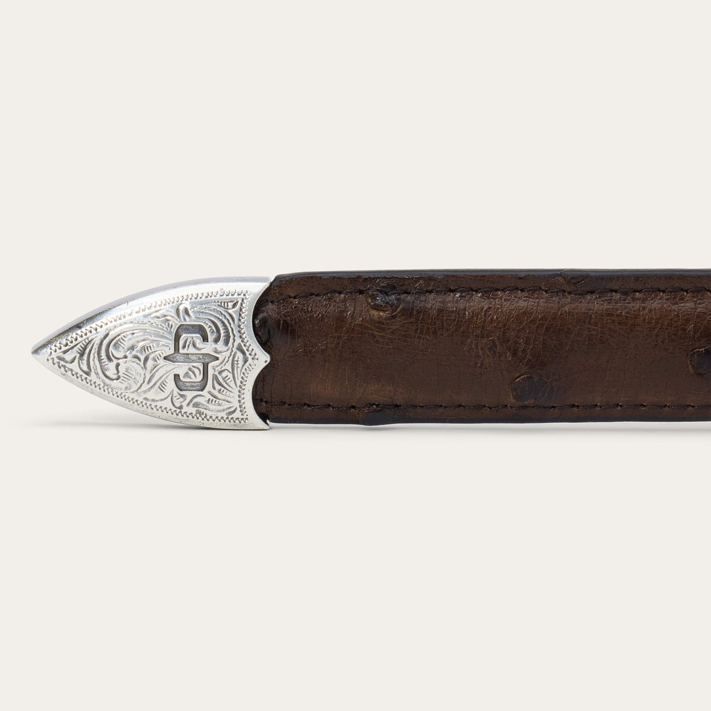 Ostrich Tapered Belt Mocha Brown Men