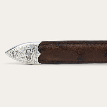 Ostrich Tapered Belt Mocha Brown Men