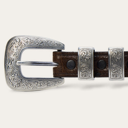 Ostrich Tapered Tab Belt Mocha Brown Women