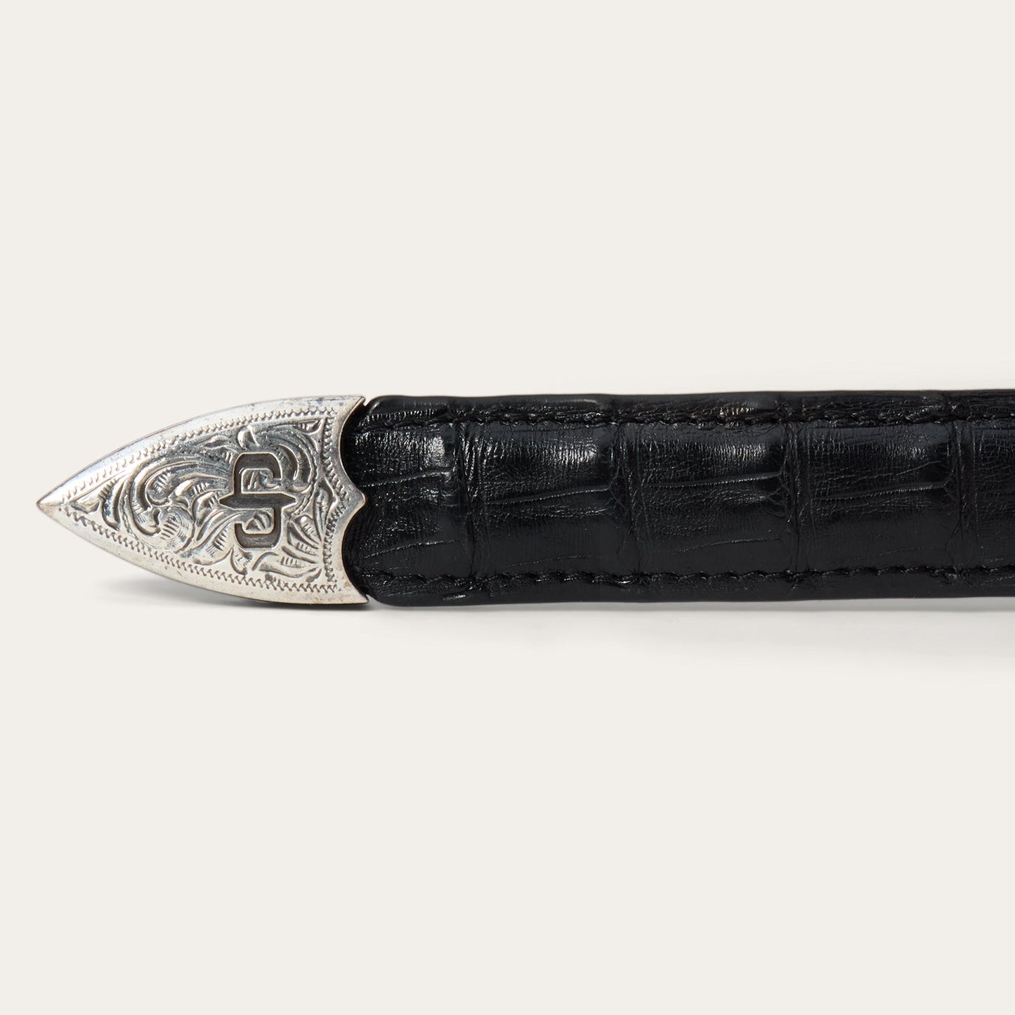 Caiman Tapered Tab Belt Black Classic Women