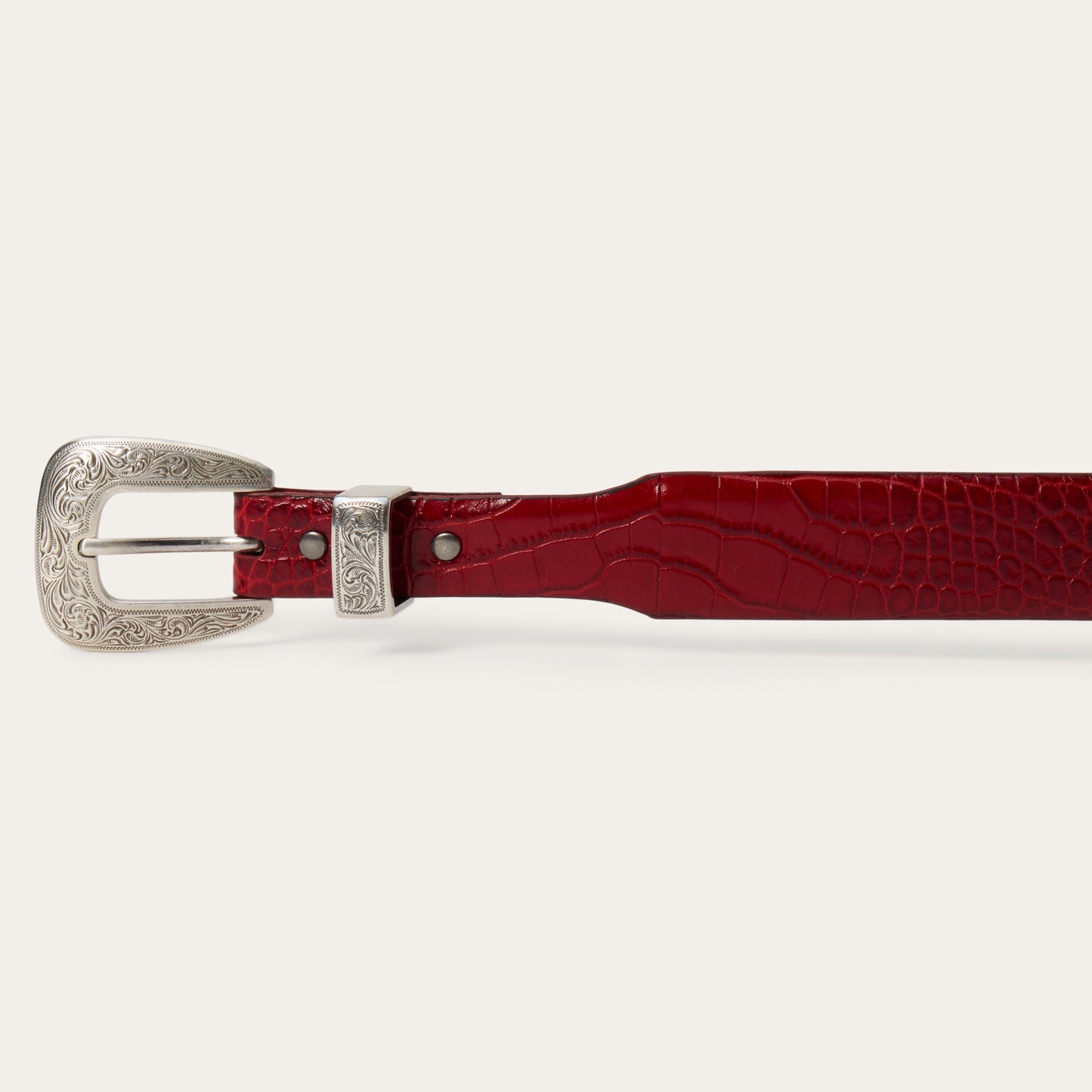 Croco Print Tapered Belt Red Women
