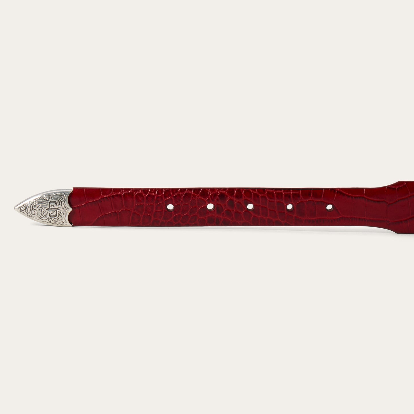 Croco Print Tapered Belt Red Women