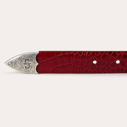 Croco Print Tapered Belt Red Women