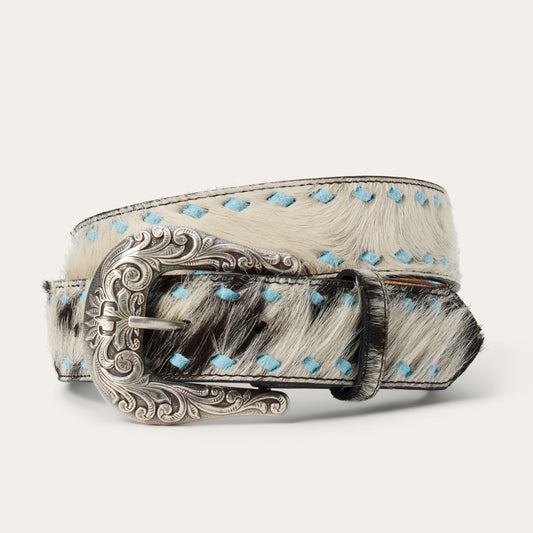 HairOnHide Laced Belt Black / White Women