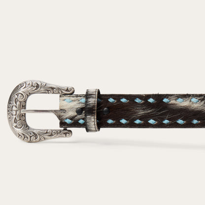 HairOnHide Laced Belt Black / White Women