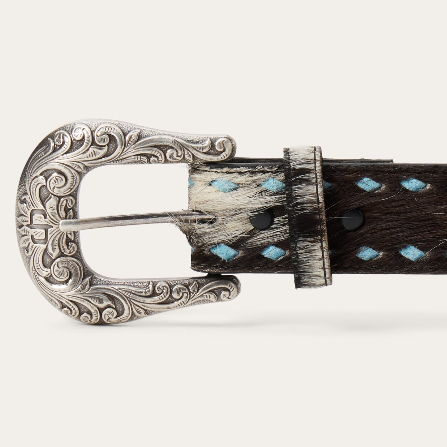 HairOnHide Laced Belt Black / White Women