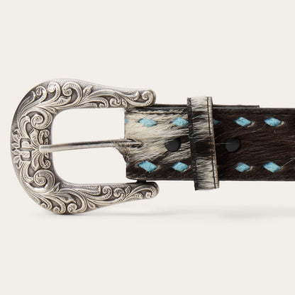 HairOnHide Laced Belt Black / White Women