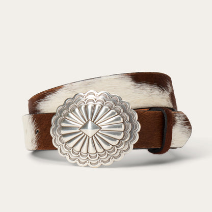 HairOnHide Southwestern Buckle Belt Brown / White Women