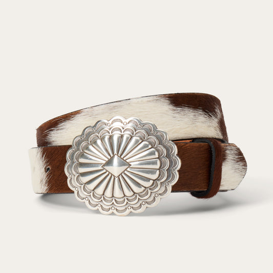 HairOnHide Southwestern Buckle Belt Brown / White Women