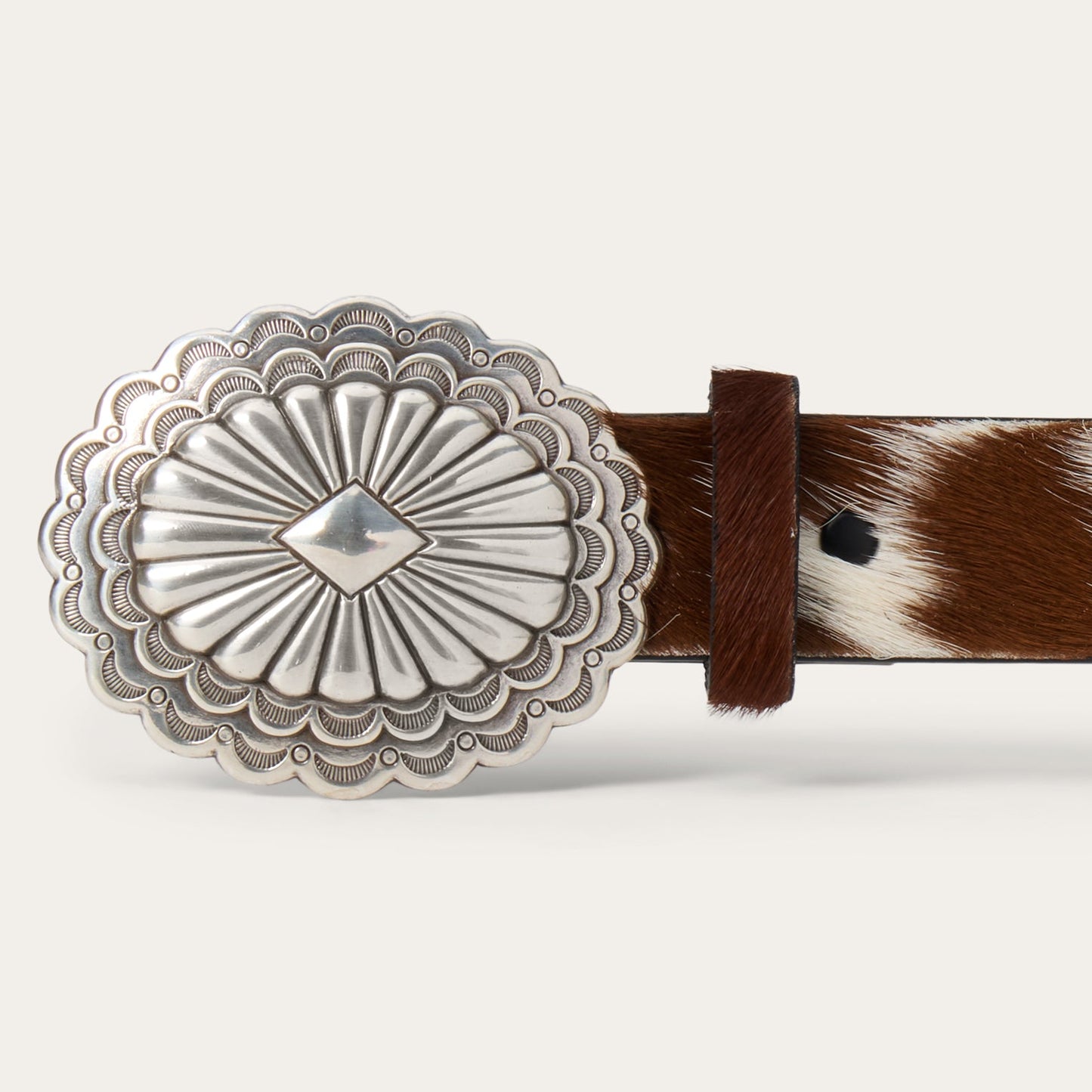 HairOnHide Southwestern Buckle Belt Brown / White Women