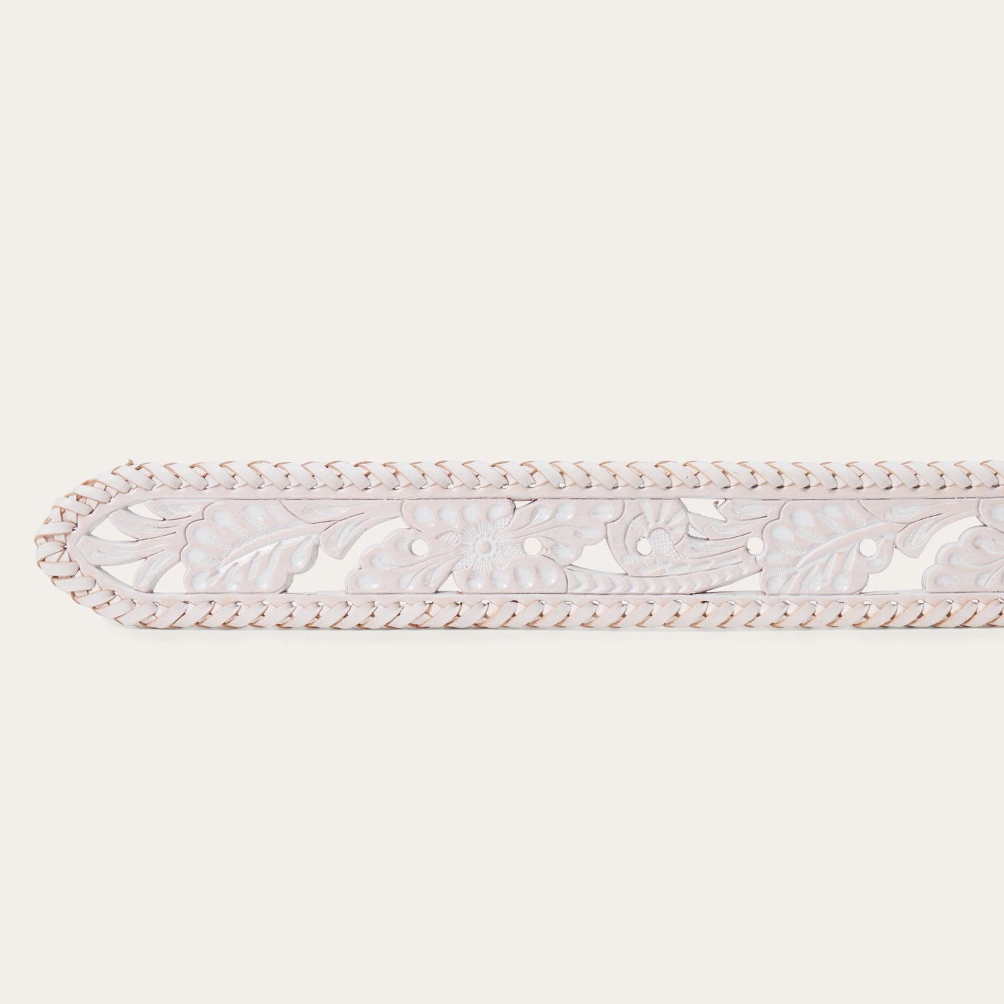 Tooled Laced Edge Belt White Women