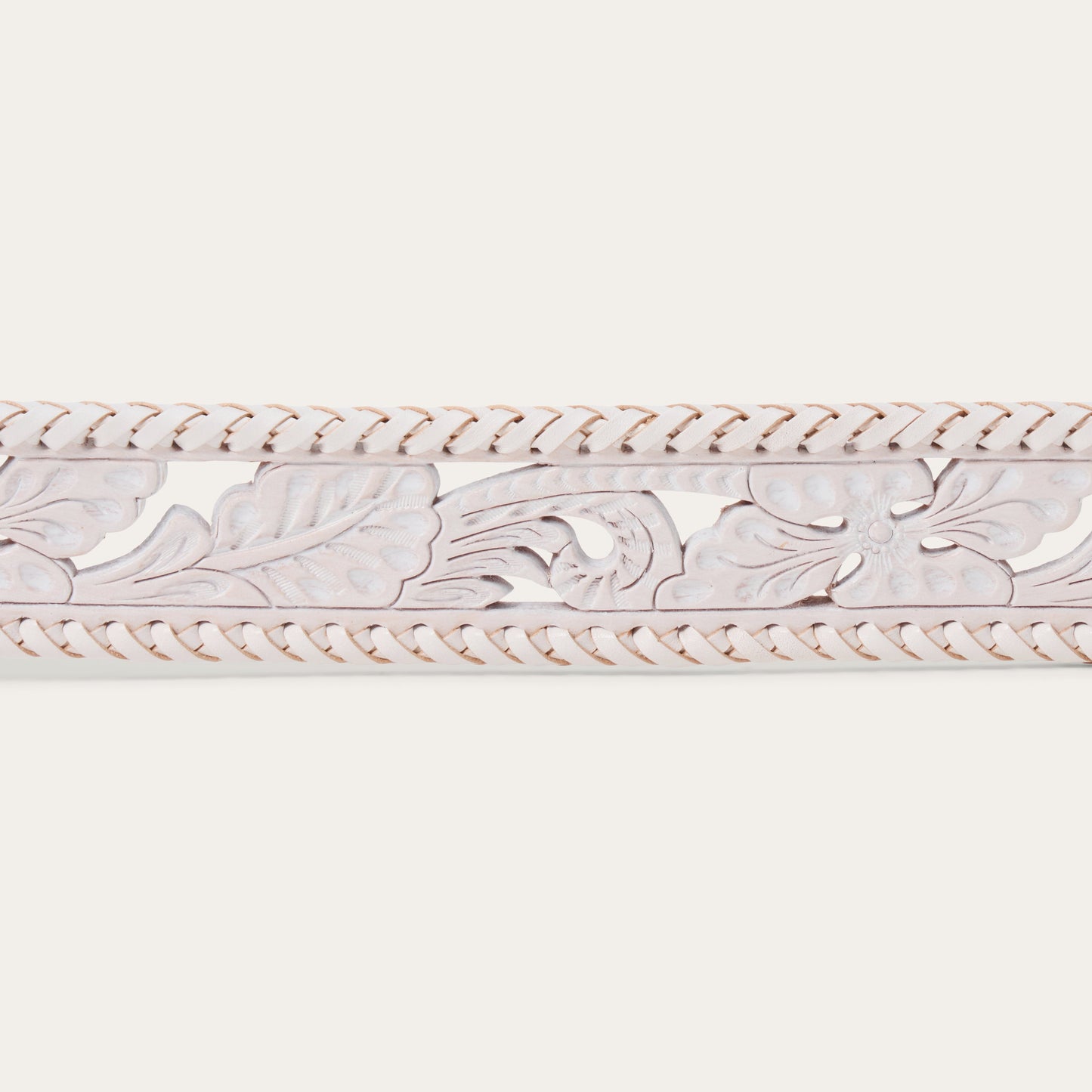 Tooled Laced Edge Belt White Women