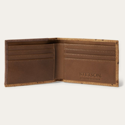 Tooled Embossed Ostrich BiFold Wallet Brown / California Nut