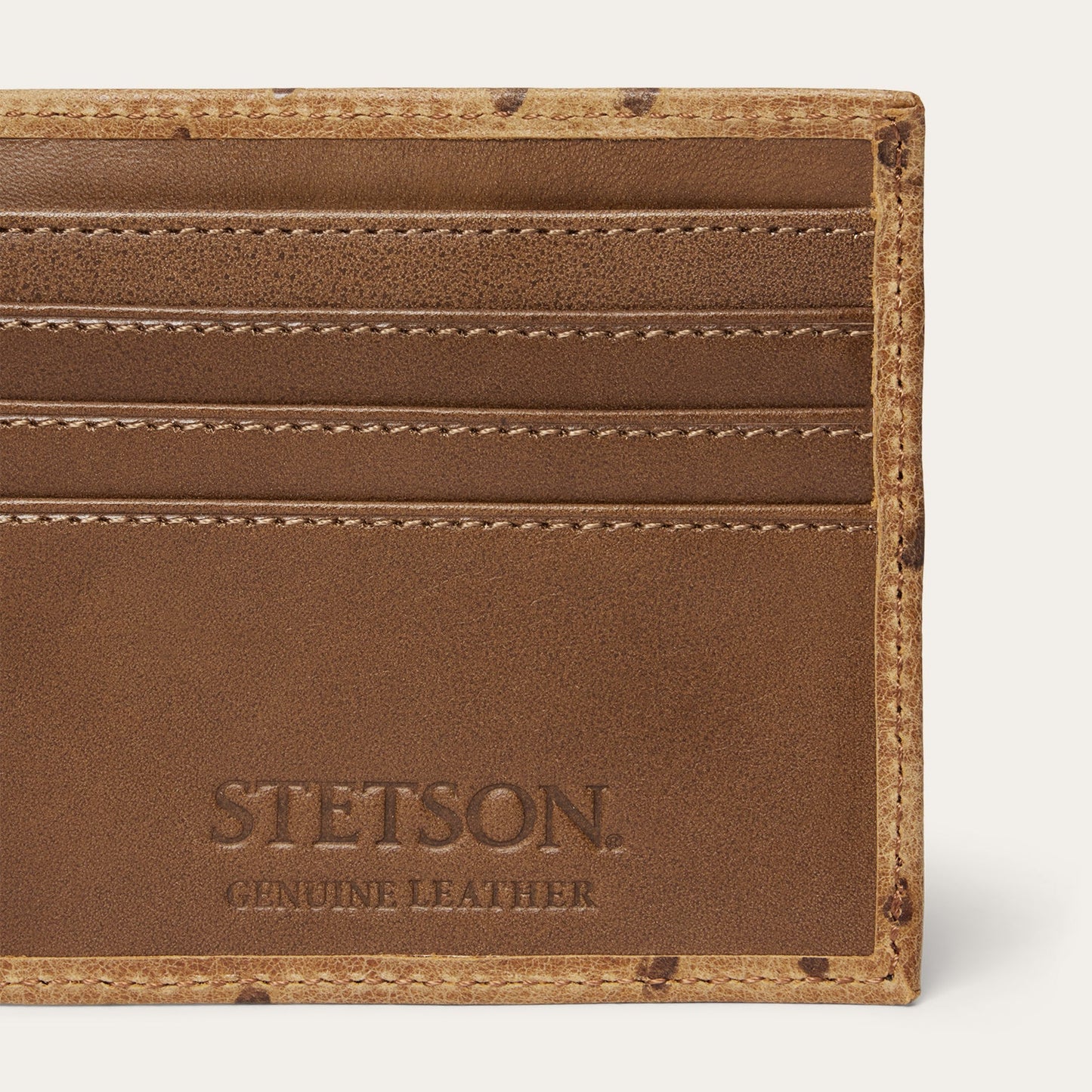 Tooled Embossed Ostrich BiFold Wallet Brown / California Nut