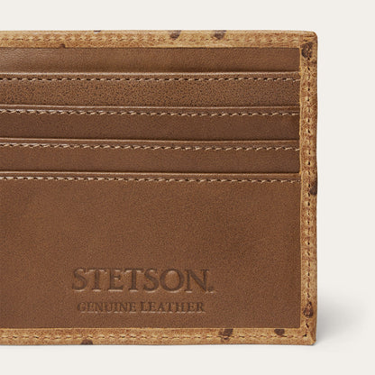 Tooled Embossed Ostrich BiFold Wallet Brown / California Nut