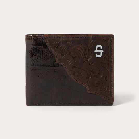 Tooled Embossed Croco BiFold Wallet Brown