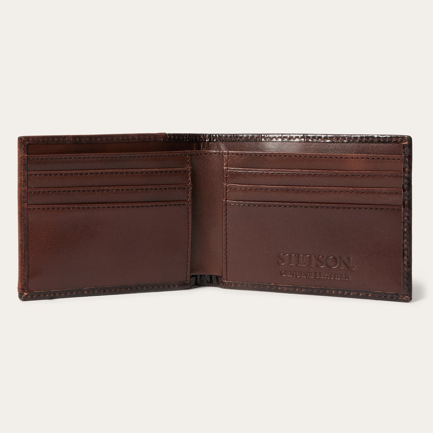 Tooled Embossed Croco BiFold Wallet Brown
