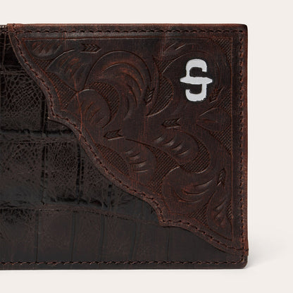 Tooled Embossed Croco BiFold Wallet Brown