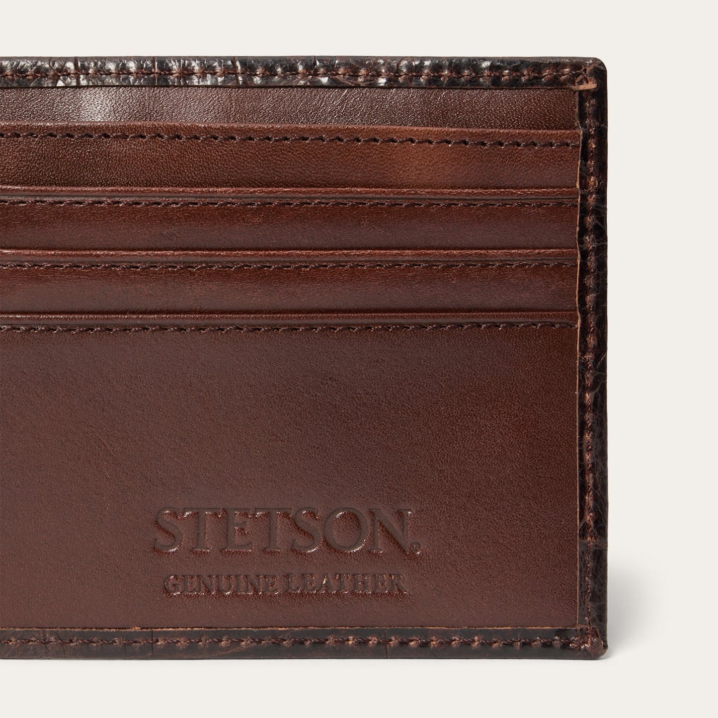 Tooled Embossed Croco BiFold Wallet Brown