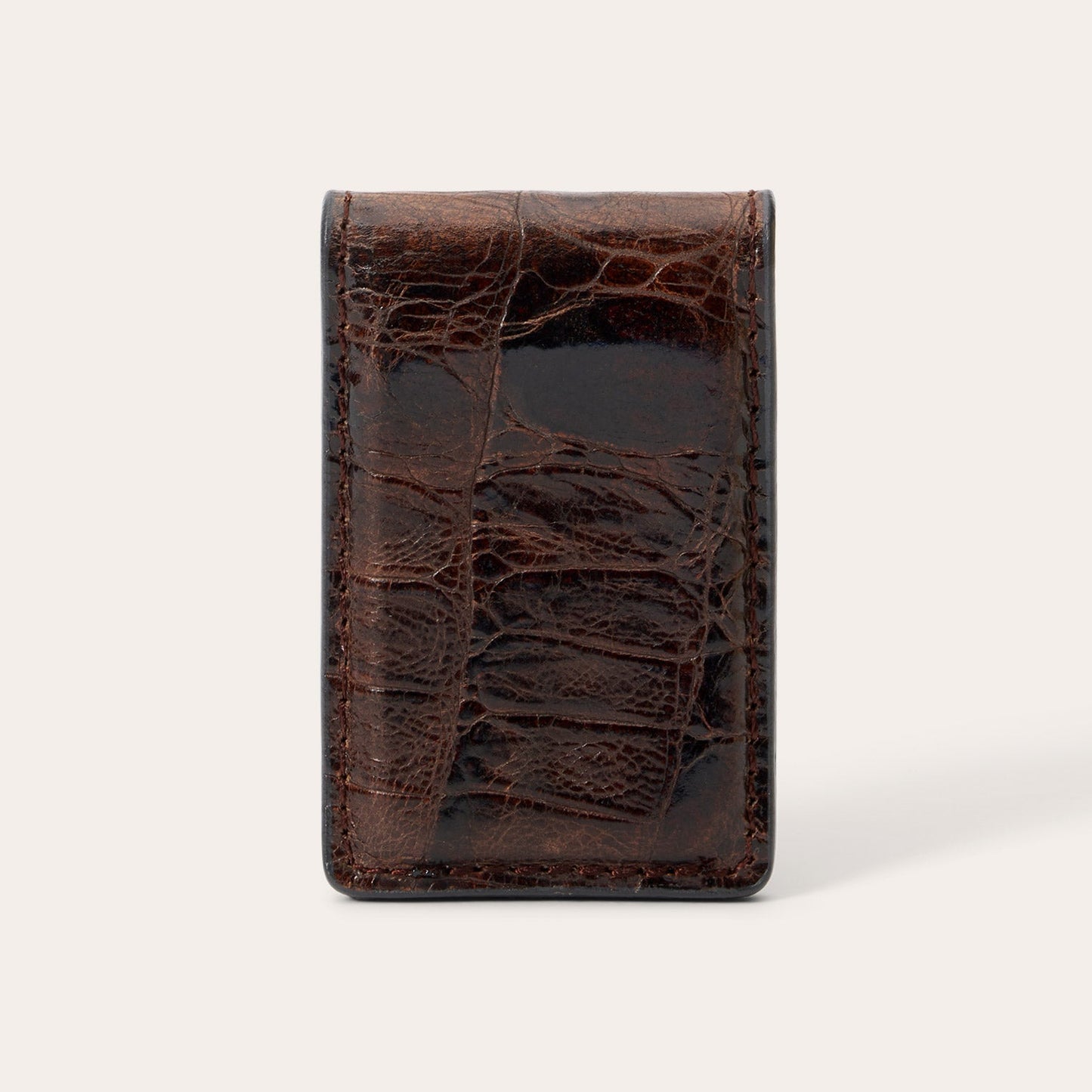 Tooled Embossed Croco Money Clip Brown
